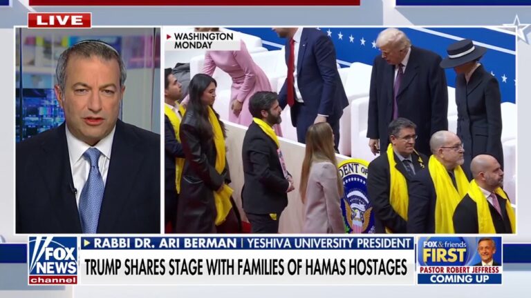 Trump shares 'emotional' moment on stage with families of Hamas hostages