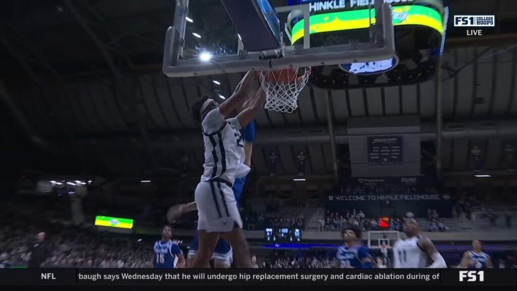 Andre Screen throws down an alley-oop dunk, extending Butlers' lead over Seton Hall