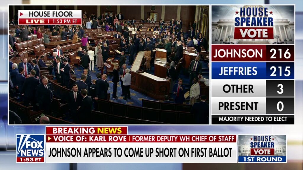 Mike Johnson failing to receive majority vote on first ballot to remain speaker is ‘rather strange’, says Karl Rove