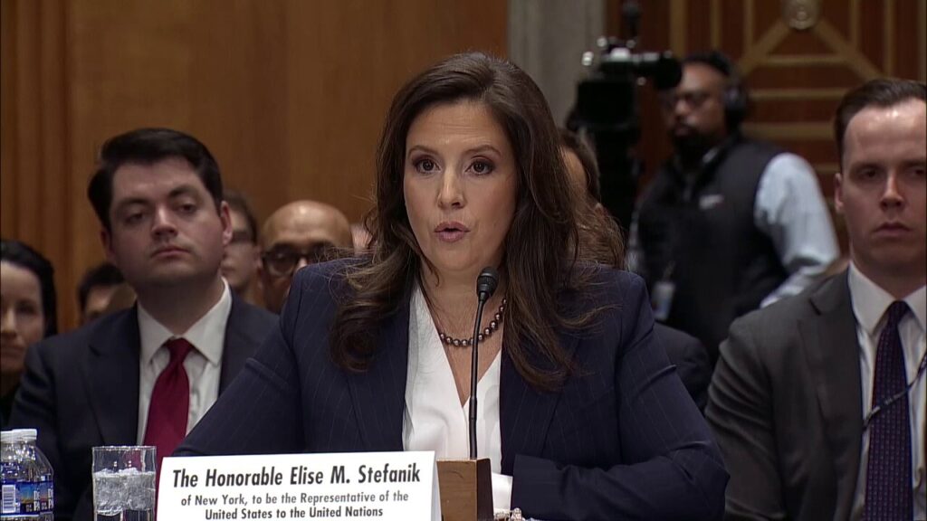 Stefanik touts grilling college administrators in Senate confirmation hearing.