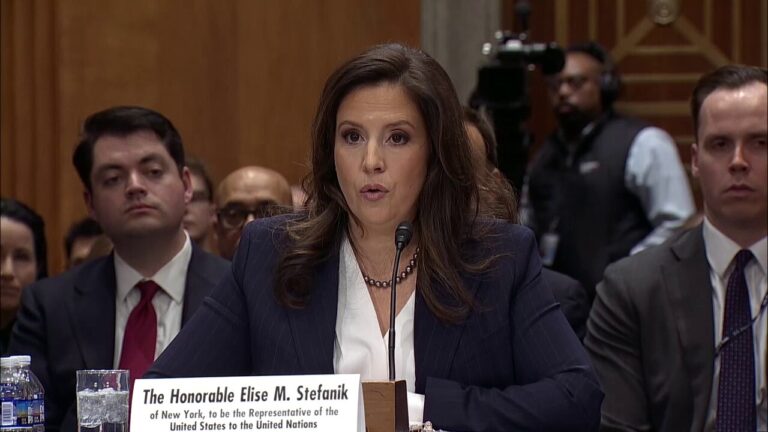 Stefanik touts grilling college administrators in Senate confirmation hearing.