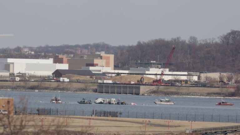 American Airlines fuselage in the Potomac