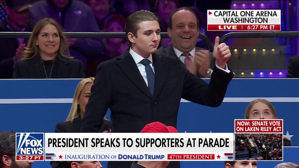 President Trump introduces son Barron during inauguration parade