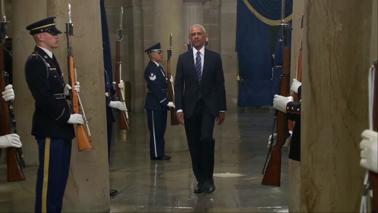 Former President Barack Obama arrives for Trump inauguration at Capitol