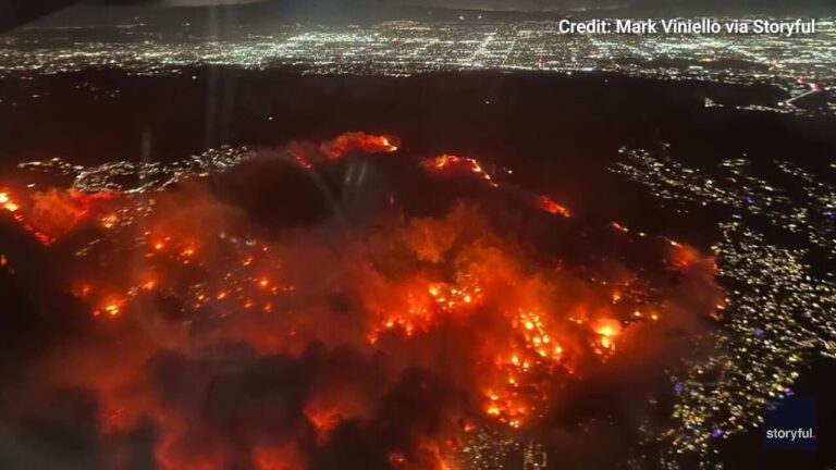 Aerial footage of the California wildfire near LAX