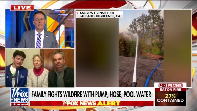 California family fights wildfire with pump, hose, pool water