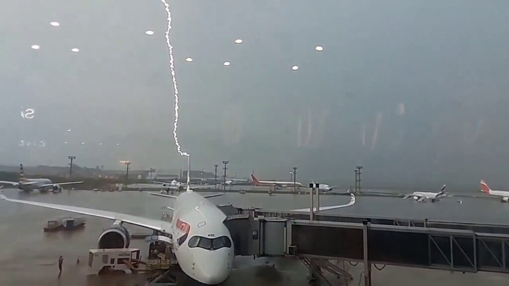 British Airways plane appears to get struck by lightning in Brazil