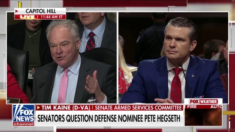 Sen. Kaine invokes Hegseth’s young daughter in tense confirmation hearing exchange