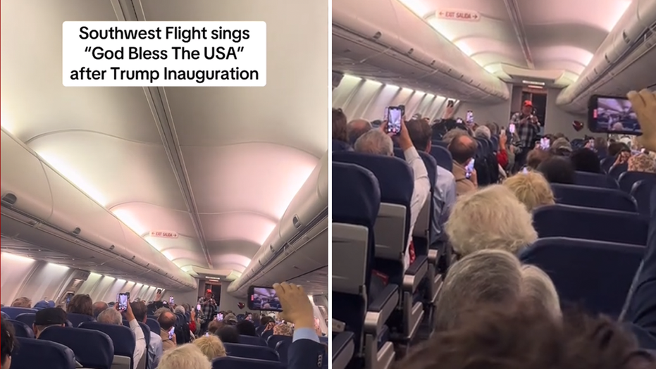 President Trump supporters sing 'God Bless the USA' on flight from DC