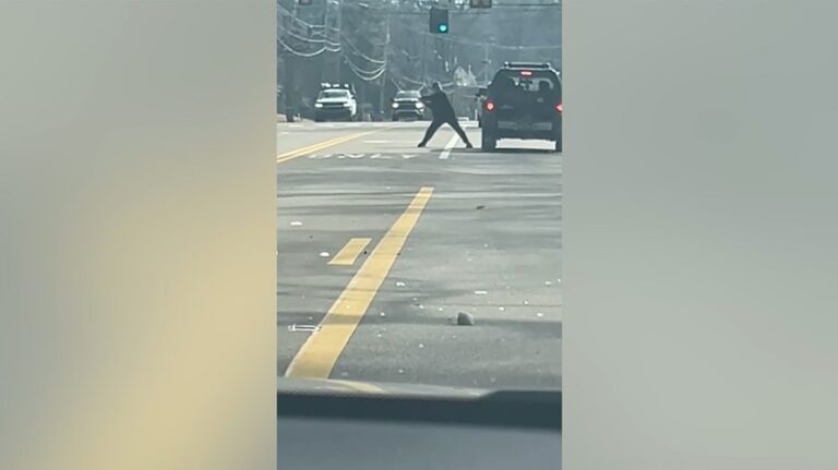 Police searching for ax-wielding suspect caught on camera attacking car in apparent road rage incident