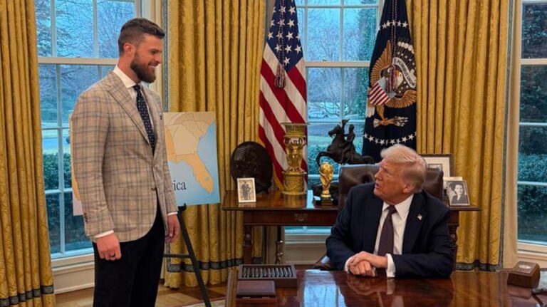 Chiefs' Harrison Butker visits Trump at White House after Super Bowl loss