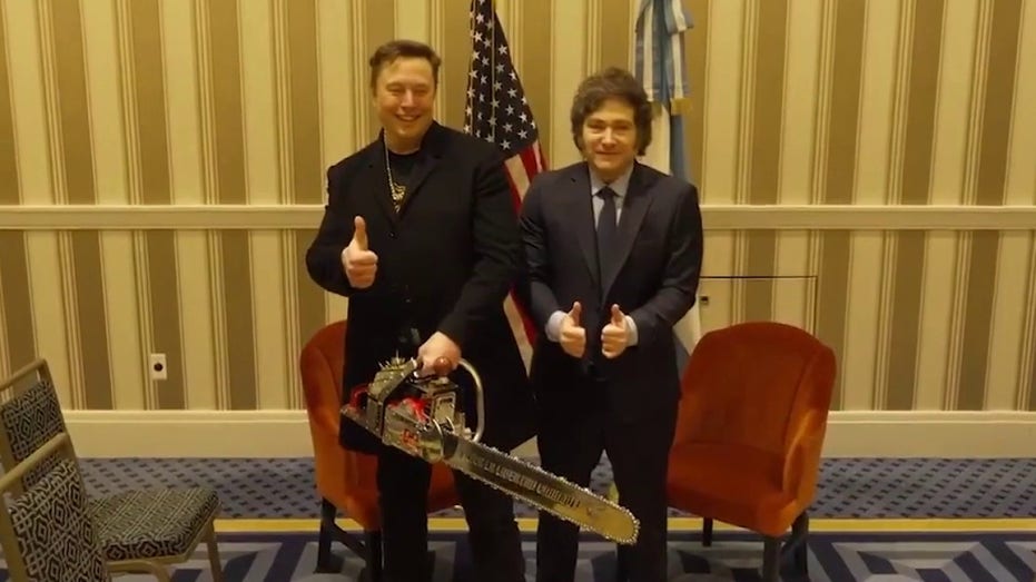 Chainsaw-wielding Elon Musk makes ‘Dark MAGA’ appearance with Javier Milei at CPAC