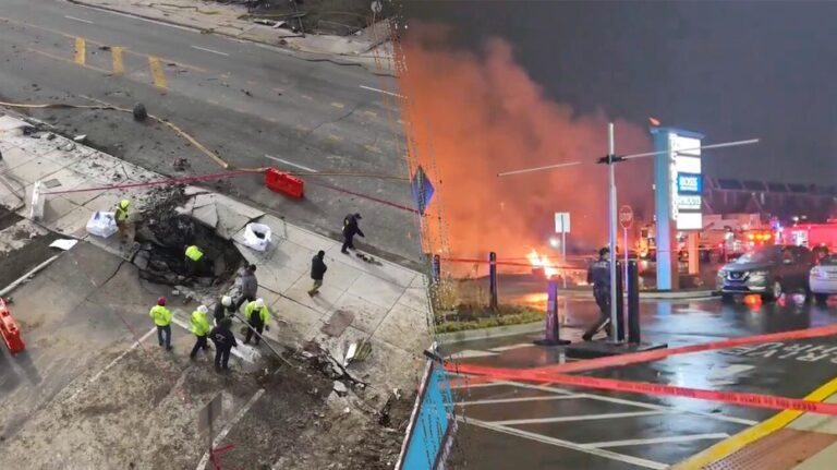 NTSB releases video of responders searching through eerie site of fatal Philadelphia Learjet crash