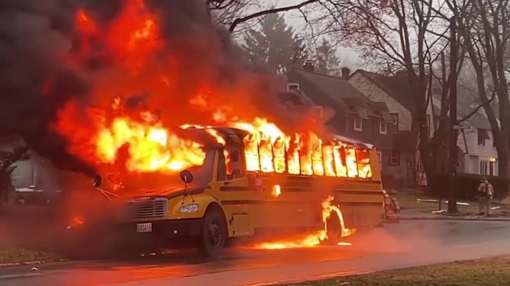 School bus driver saves students after bus catches fire