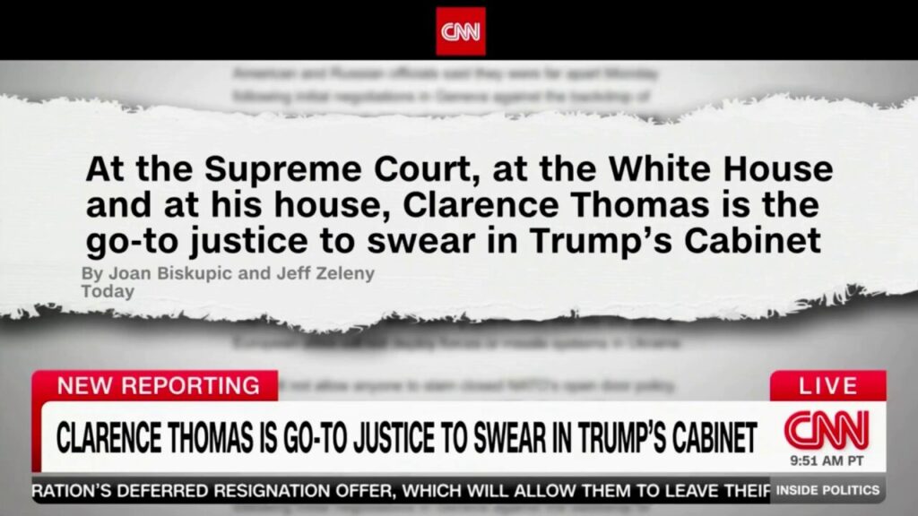 Justice Clarence Thomas swearing in multiple Trump cabinet officials raises eyebrows at CNN