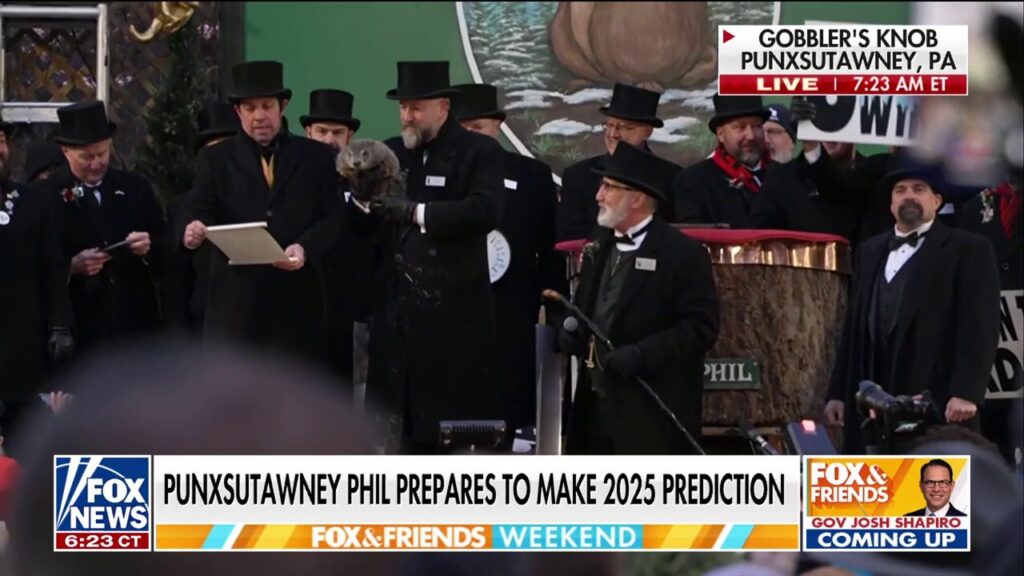 Punxsutawney Phil sees his shadow during Groundhog Day prediction