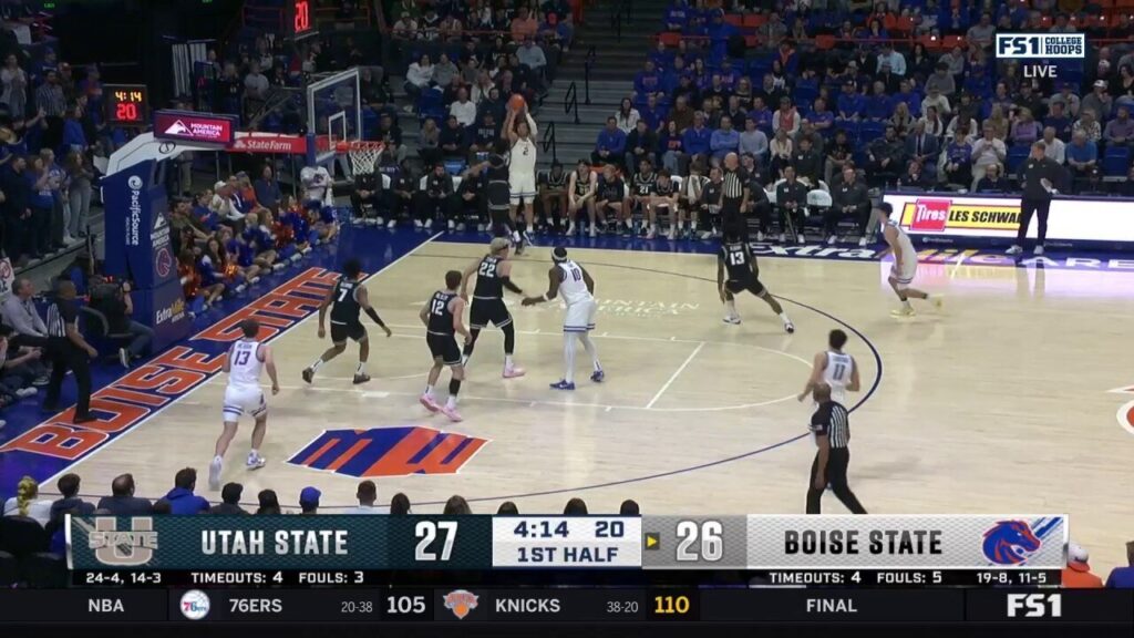 Boise State's Tyson Degenhart makes 3-pointer to take lead against Utah State