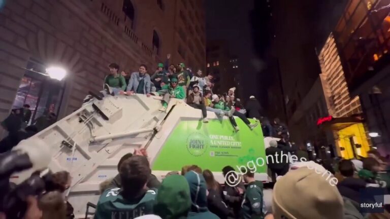 Chaos erupts in Philadelphia following Eagles' Super Bowl win