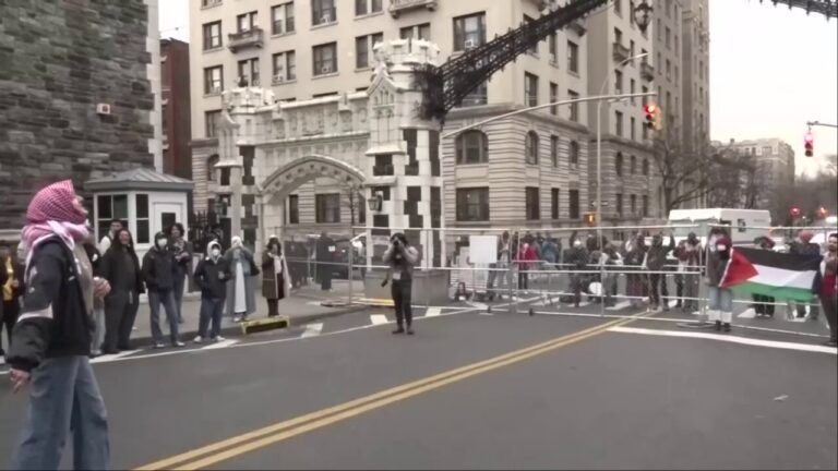 Anti-Israel protesters gathered outside CUNY