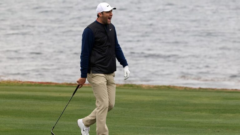 Scottie Scheffler makes miraculous par save on 18th hole at Pebble Beach after errant tee shot