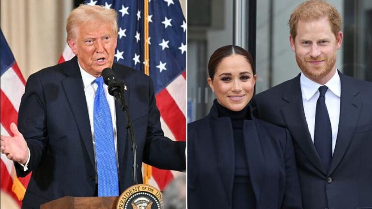 Trump doesn’t plan to deport Prince Harry, saying Meghan Markle is enough of a burden for the royal