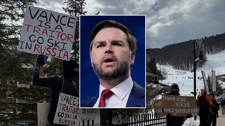 JD Vance's visit to Vermont ski resort interrupted by pro-Ukraine demonstrators after Zelenskyy exchange