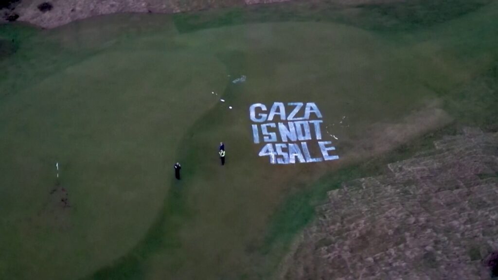 Trump's Scottish golf resort vandalized with pro-Palestine graffiti following Gaza comments