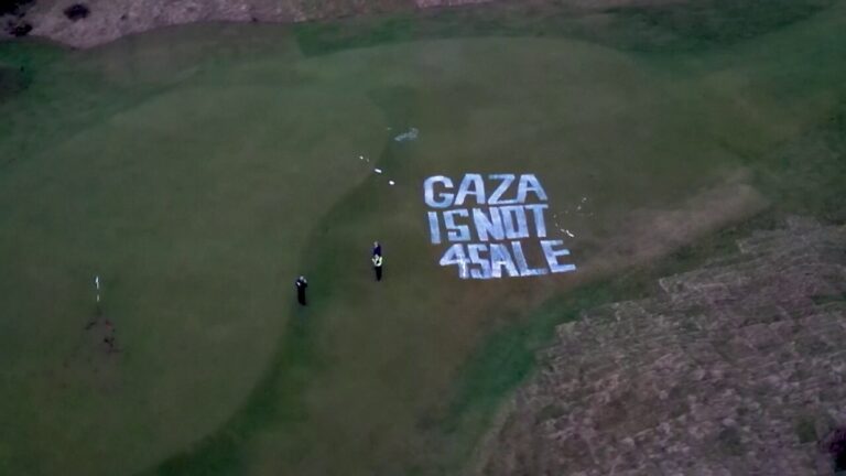 Trump's Scottish golf resort vandalized with pro-Palestine graffiti following Gaza comments