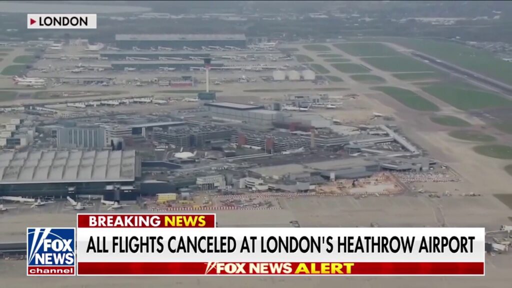 Flights grounded at London's Heathrow Airport after fire at electrical station