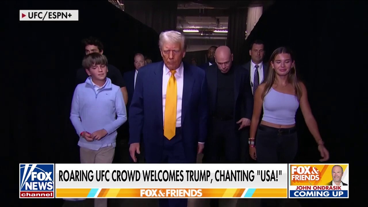 Trump greeted with crowd roaring applause, USA chants at UFC 314