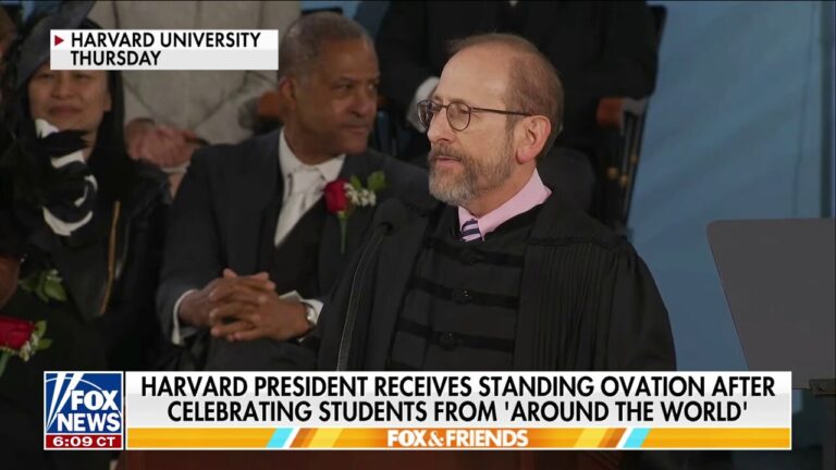 Harvard president takes shot at Trump in commencement speech