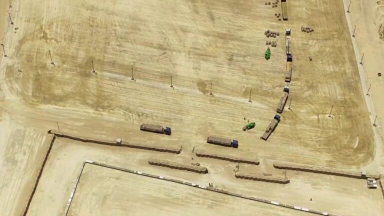 Drone footage of new aid distribution center in Gaza