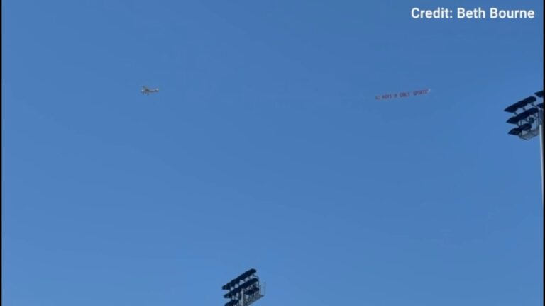 Plane flies 'No Boys in Girls' Sports' banner at California track and field state championship amid trans athlete controversy