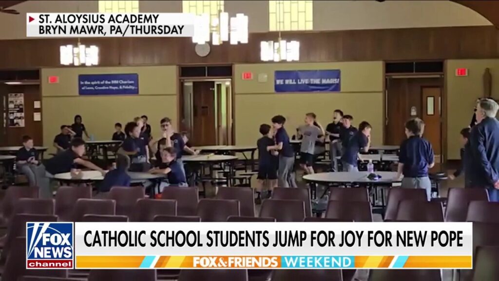PA Catholic school students jump for joy celebrating American pope in viral video