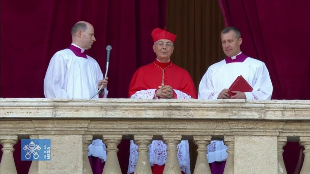 Cardinal Mamberti announces election of Cardinal Robert Francis Prevost as Pope Leo XIV