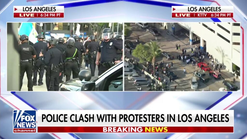 LAPD clashes with anti-ICE protesters in Los Angeles