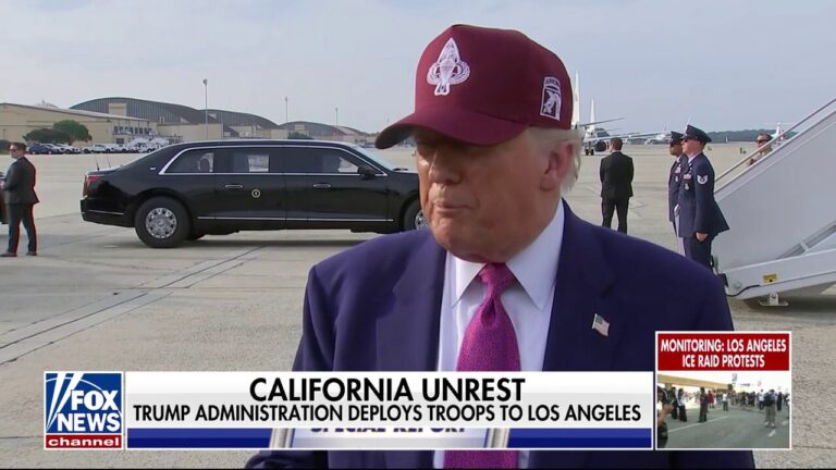 Trump slams ‘insurrectionists, agitators’ and ‘troublemakers’ involved in California mayhem