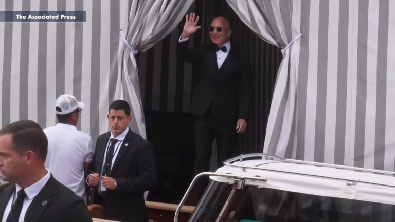 Jeff Bezos exits hotel in Venice ahead of wedding to Lauren Sánchez