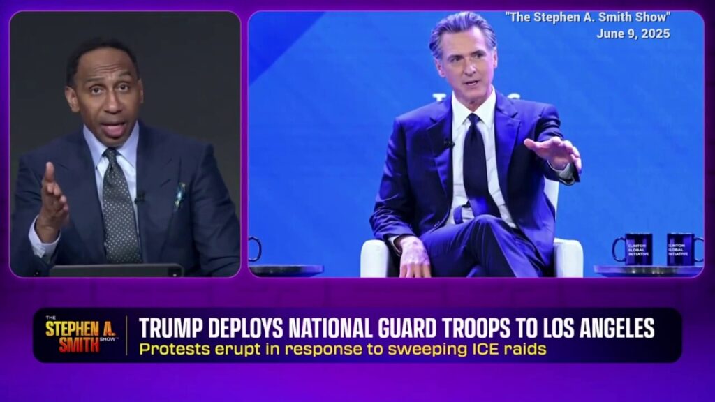 Stephen A. Smith warns Newsom that opposing Trump on anti-ICE riots may sink his presidential ambitions
