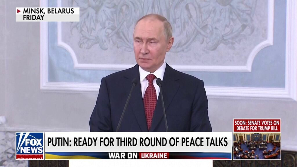 Putin says Russia is ‘ready’ for third round of peace talks with Ukraine as war continues