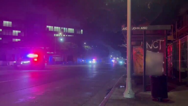 Emergency vehicles deploy after protests broken up in downtown Los Angeles