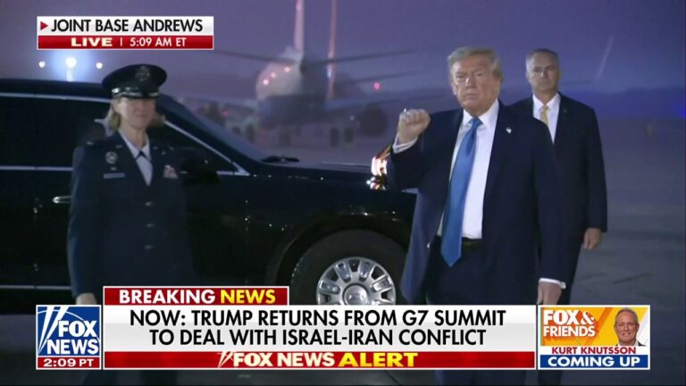 Trump lands at Joint Base Andrews after returning early from G7 summit