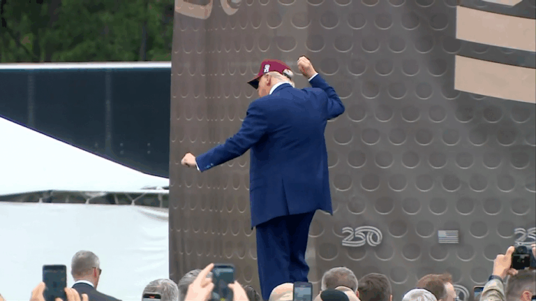Trump dances with soldiers at Fort Bragg as crowd erupts in patriotic 'USA' chants
