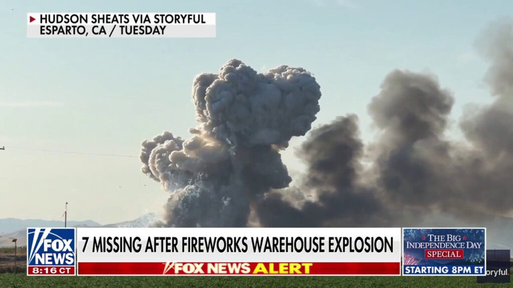 Search begins for seven missing in Northern Calif. fireworks warehouse explosion