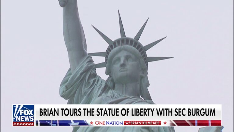 Secretary of the Interior Doug Burgum takes Biran Kilmeade on a tour of the Statue of Liberty