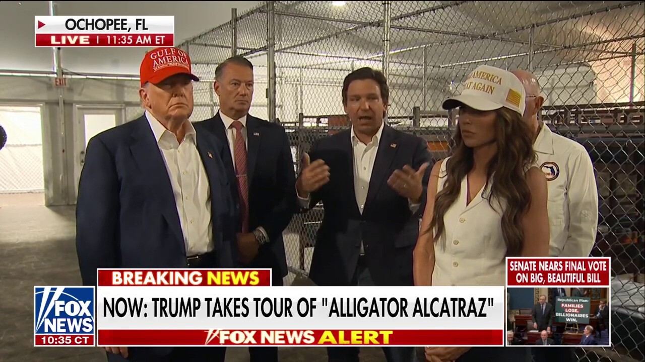 Trump tours Florida ‘Alligator Alcatraz’ migrant detention facility