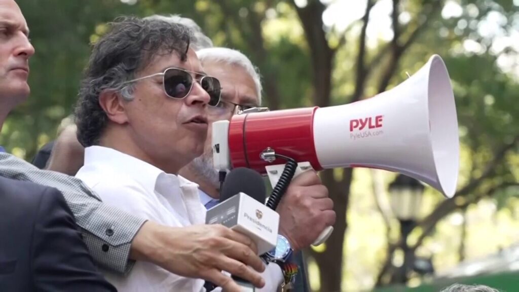 Colombia leader addresses crowd during anti-Israel protest in New York City