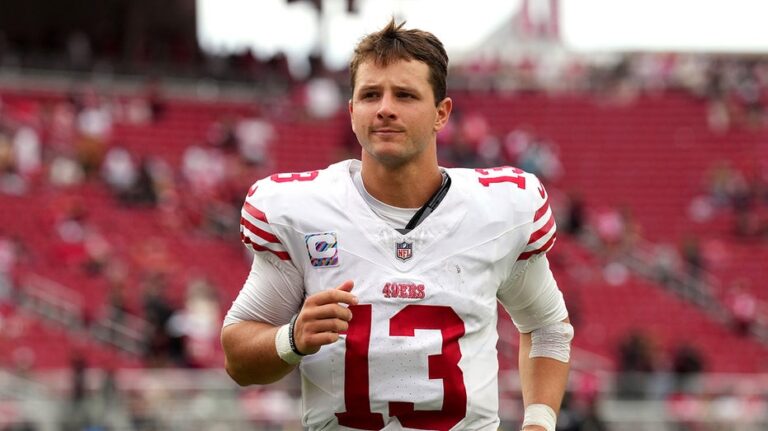 49ers to be without Brock Purdy, Ricky Pearsall due to injuries in game vs Buccaneers