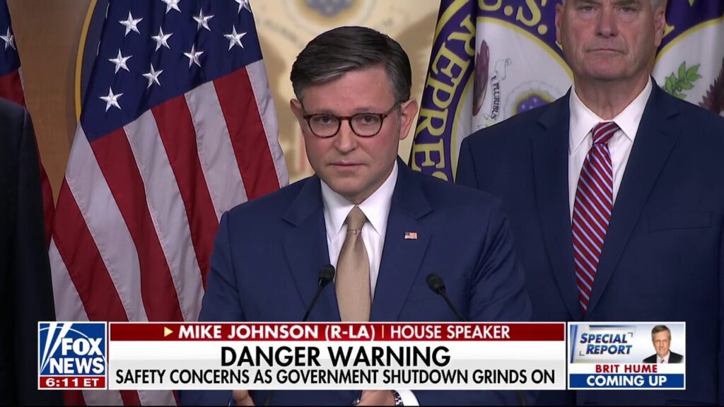 Speaker Johnson shares safety concerns as government shutdown drags on