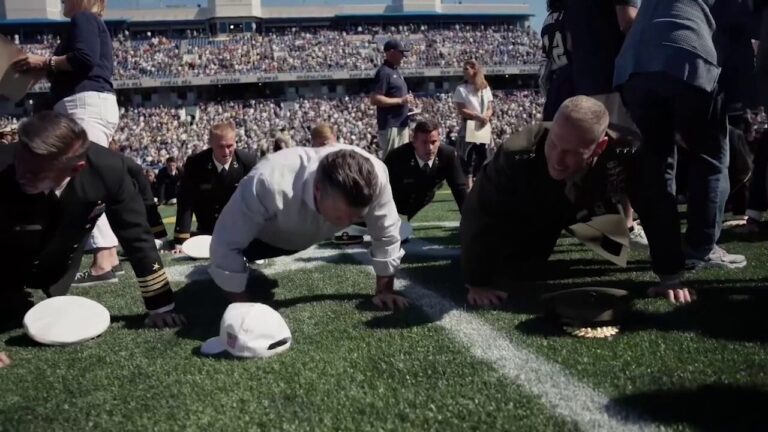 Pete Hegseth leads record-breaking pushup wave at Navy football game